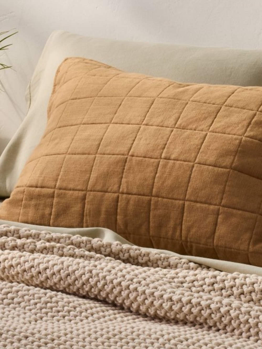 NEW Casaluna Warm Brown Heavyweight Linen Blend Quilt Pillow Sham